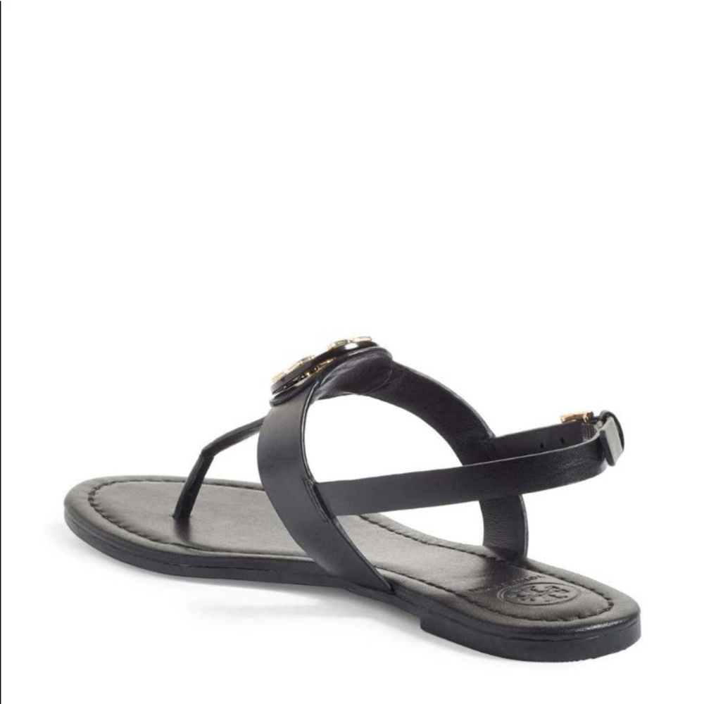 Tory Burch Claire Leather Flat Thong Sandal Black - Picture 4 of 15